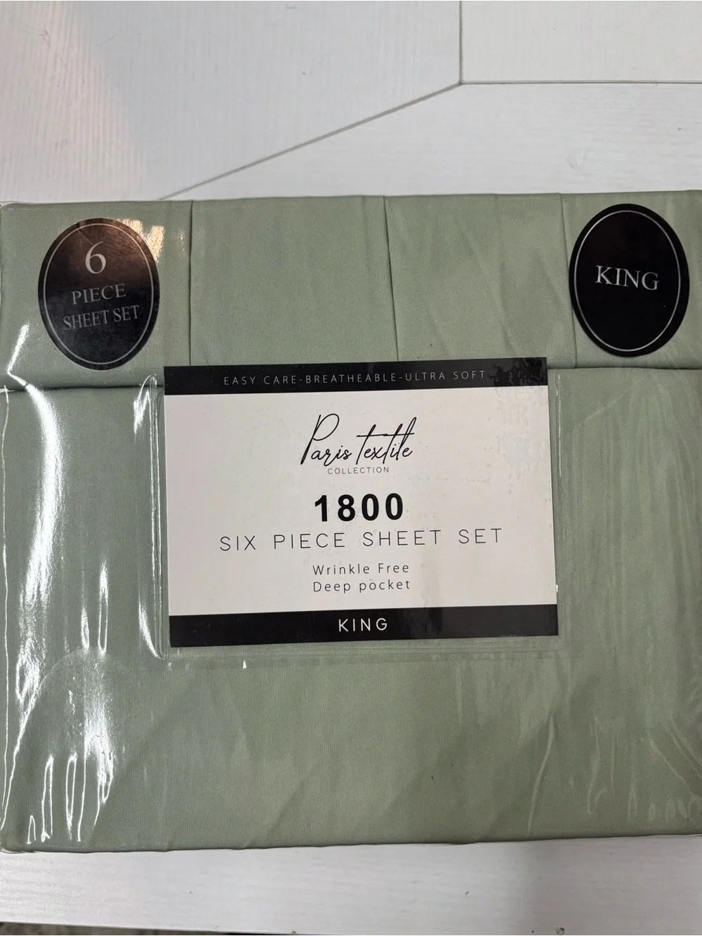 1800 King Six-Piece Sheet Set in Sage Green
